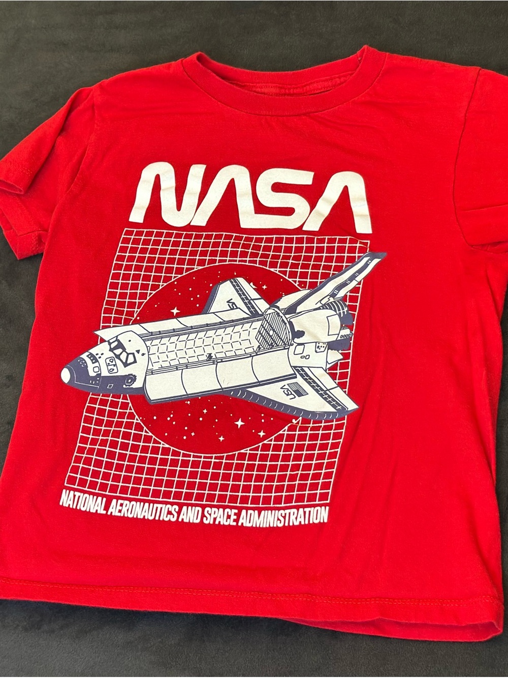 Red NASA Short Sleeve Graphic Tee for Kids